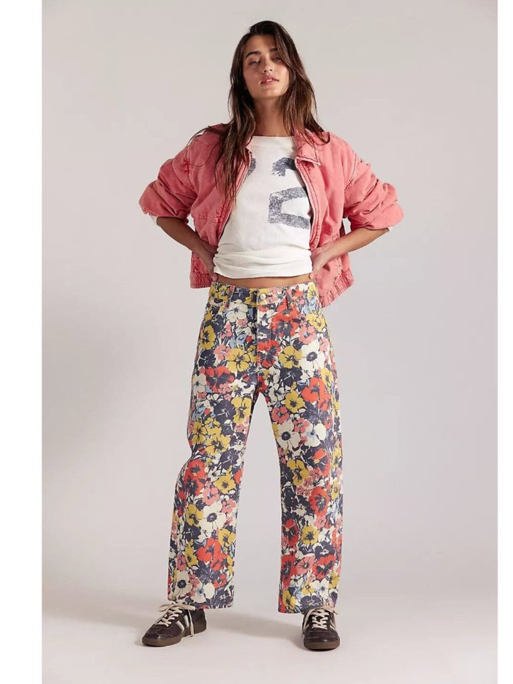 Free People Deep Trance Floral Printed Jeans